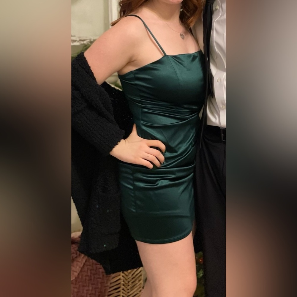 Green Satin Mini Dress
